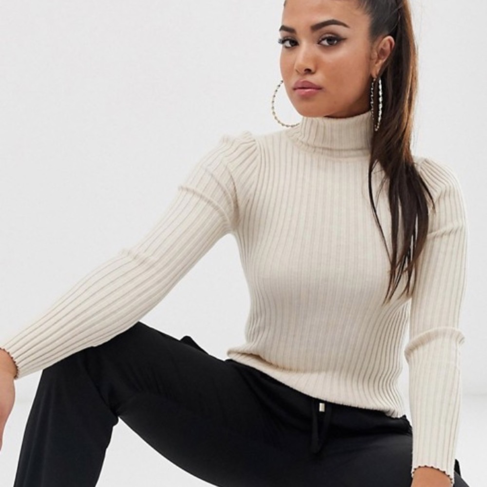 ASOS DESIGN Petite roll neck sweater fine knit rib